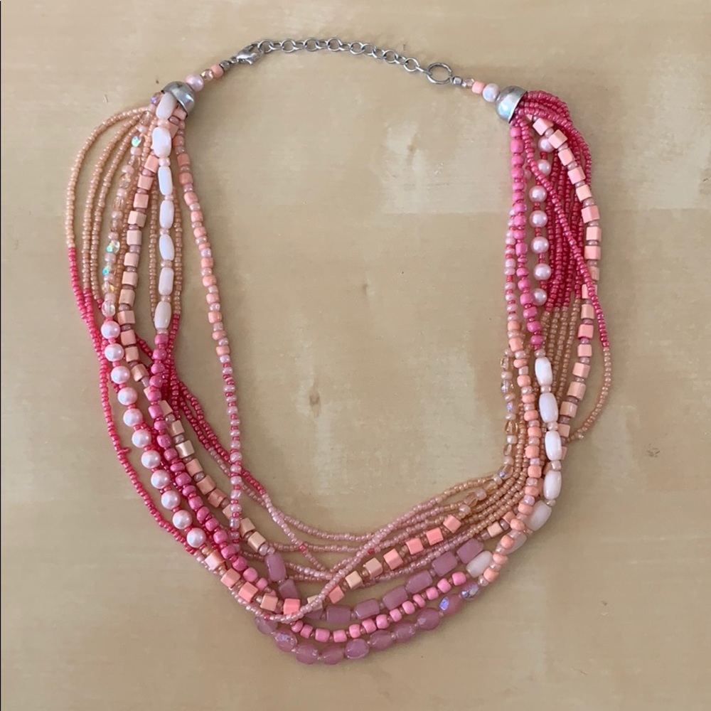 Pink/coral beaded necklace